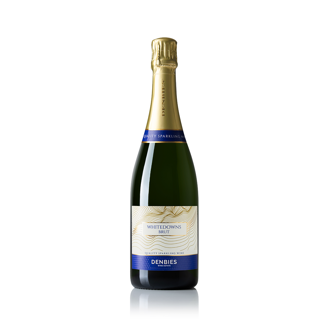 Front view of Whitedowns NV wine bottle by Denbies Wine Estate isolated on a transparent background