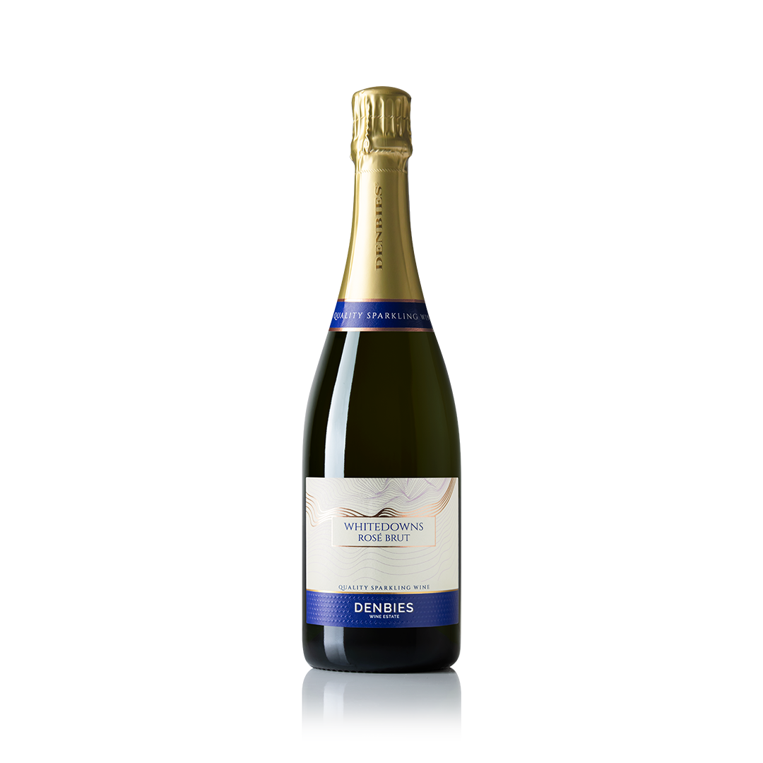 Front view of Whitedowns Rose NV wine bottle by Denbies Wine Estate isolated on a transparent background